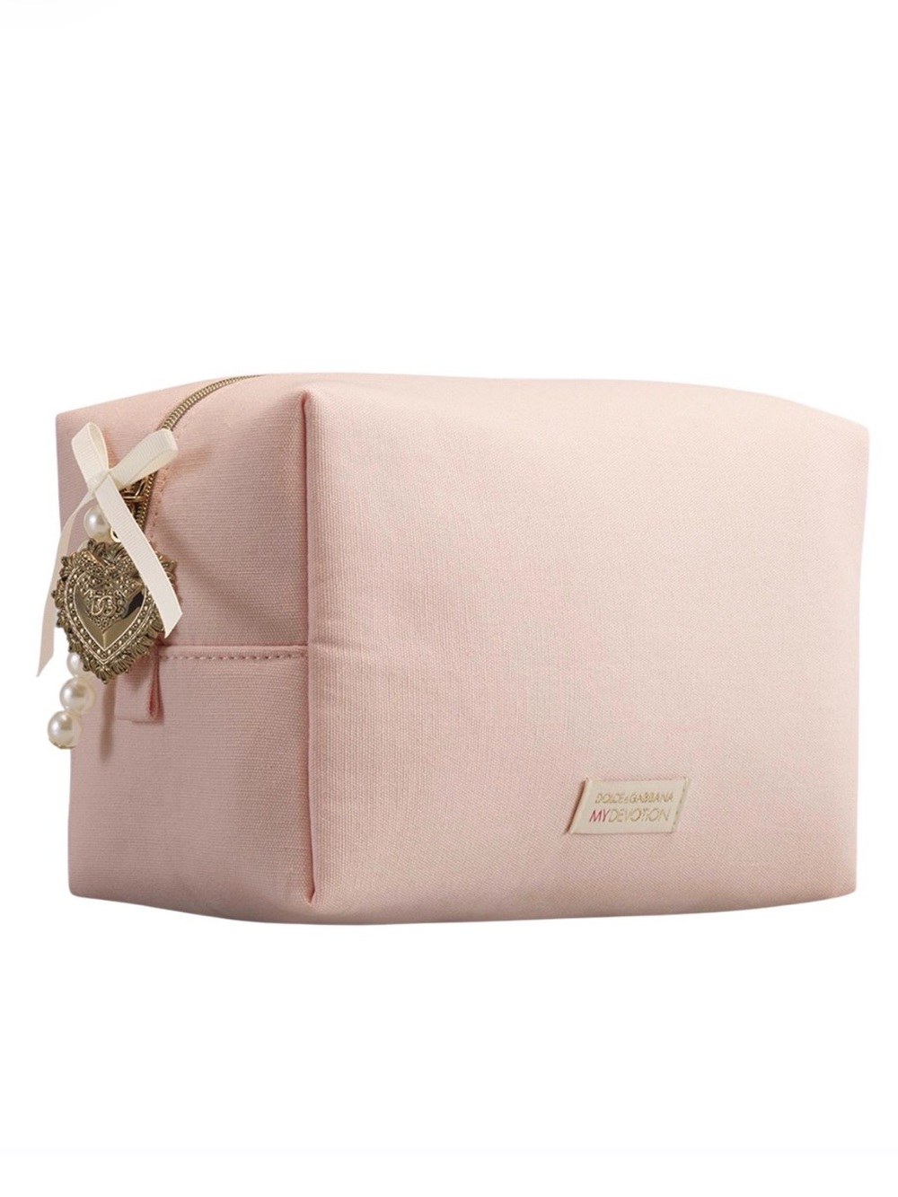 Dolce & Gabbana My Devotion Pink Canvas Cosmetic Pouch Sealed NWT Heart Gift Bag